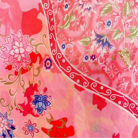 NATORI JOSIE PINK RED FLORAL CAMO PRINT SHEER TANK TOP CROP PANTS PAJAMA SET - Picture 10 of 13